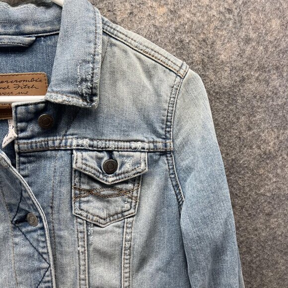 Abercrombie & Fitch Jacket Women Large Ladies Blue Denim Casual Cotton Vtg - Picture 4 of 12